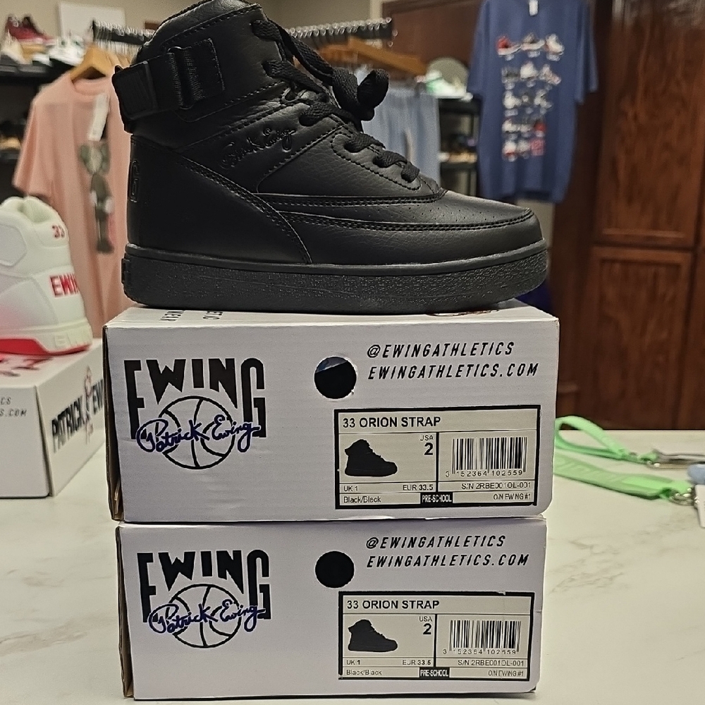 Ewing Kids Black High-Top Sneakers